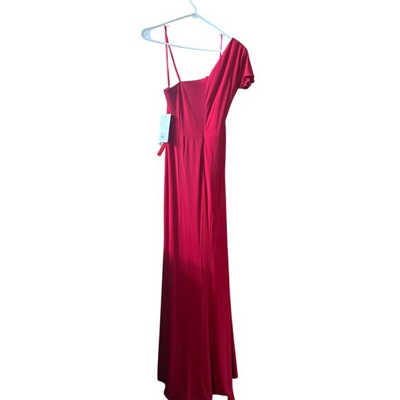 NWT 67858 Ieena for MacDuggal Red One shoulder faux wrap dress size 10 - Picture 7 of 13